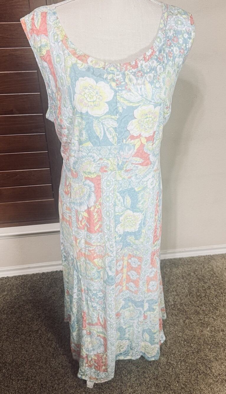 NWT Ruby Rd Sleeveless Midi Dress 2X colorful garden party Spring Easter